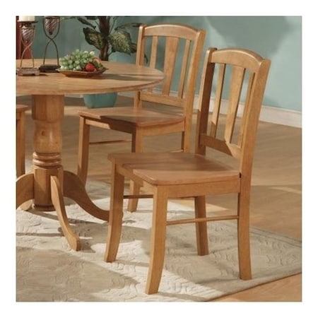 East West Furniture East West DC-OAK-W Dublin Chair with Wood Seat; Oak - Pack of 2 DLC-OAK-W